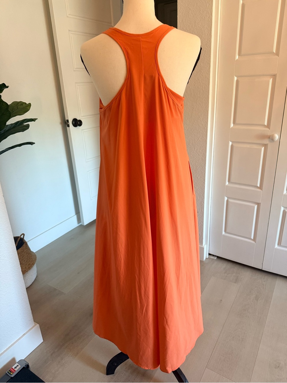HALARA Sleeveless Orange Midi Swing Dress - Picture 3 of 5